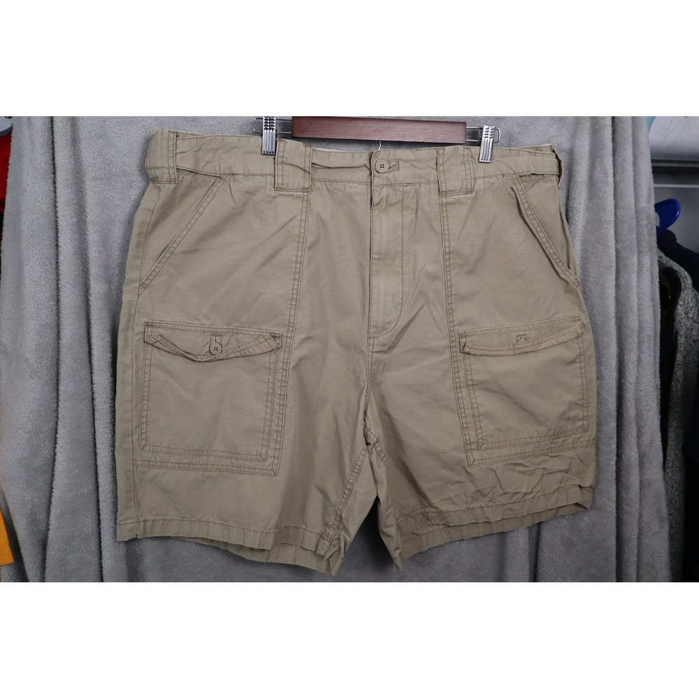 The Foundry Supply Co Mens Khaki Ripstop Cargo Shorts Size 46 Tan Cotton Utility